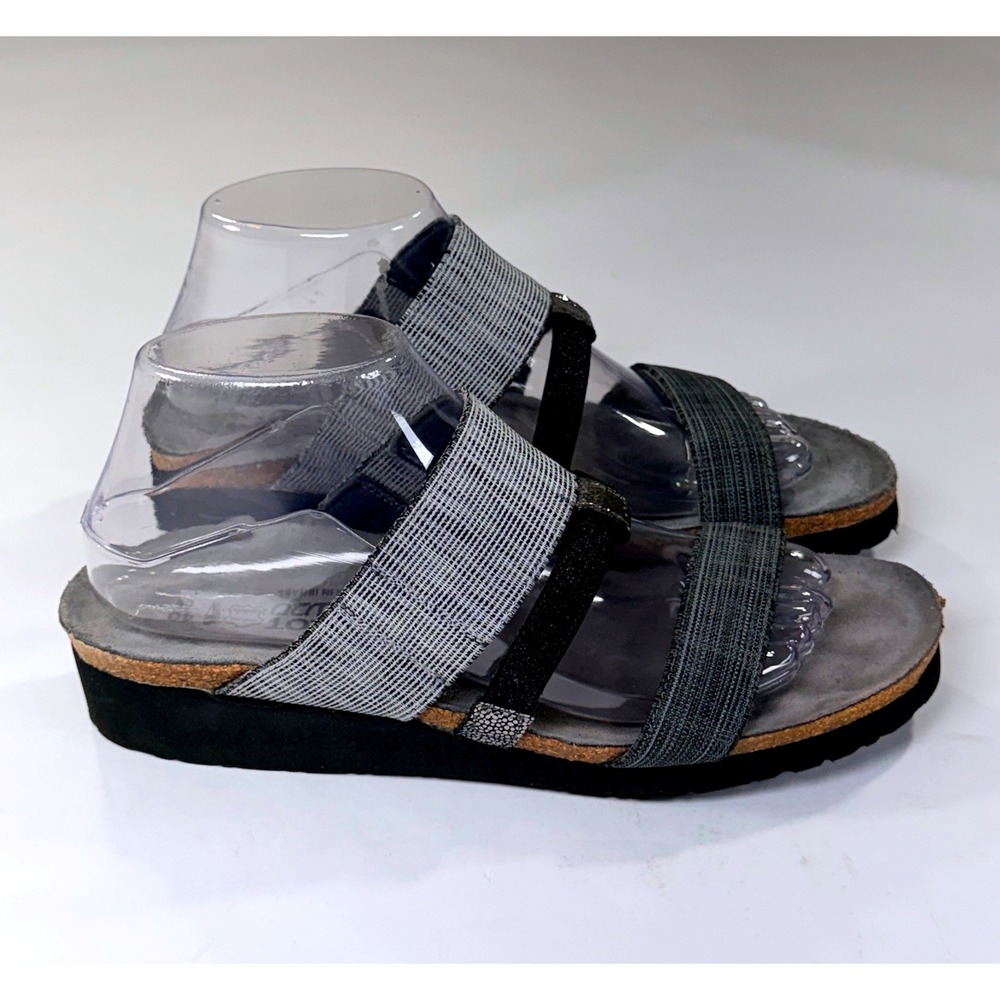 Naot Brenda Sandals Womens 40 L9 Gray Black Strappy Wedge Comfort Boho Summer